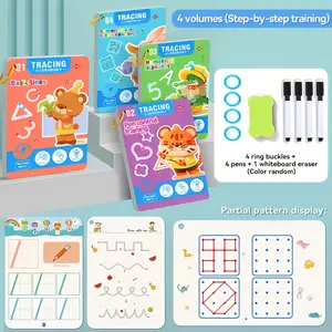 128 Pages - Pen Control Training, Magic Practice Copybook Set, Number And Letter Writing Practice - Reusable Pen Control Practice Copybook，Ages 3-6Christmas Birthday Gift