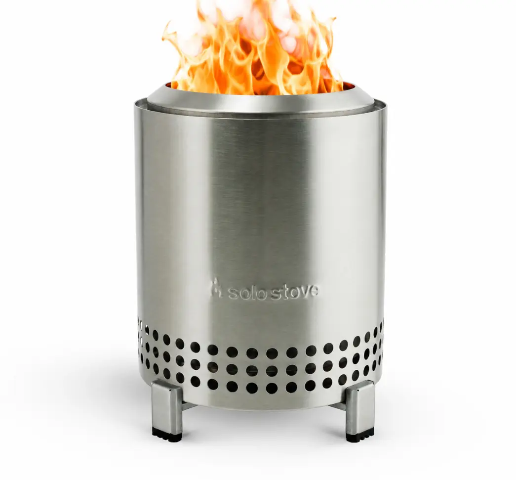 Solo Stove Mesa Tabletop Fire Pit, Smokeless Mini Fire Pit for Patio and Camping, Burns Wood or Pellets, Stainless Steel, Portable 1.4 lbs with Stand and Travel Bag
