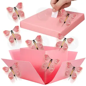 DLY Pink Butterfly Packaging Romantic Gift Box - The perfect Valentine's Day, Birthday gift, Wedding, Anniversary, Mother's Day - Holiday pink, Celebration DLY Gift box