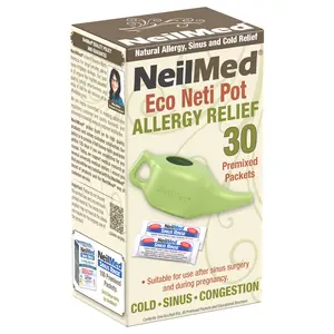 NeilMed NasaFlo Eco Neti Pot with 30 Sinus Rinse Premixed Packets
