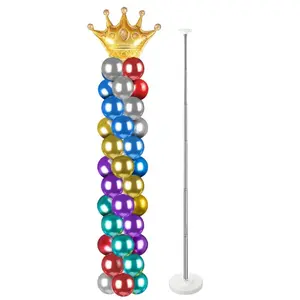1/2 Sets Adjustable Height Metal Balloon Column Stand Set, Party Decoration Background, 7 Feet, Ideal for Holidays, Weddings, Birthdays, Graduations