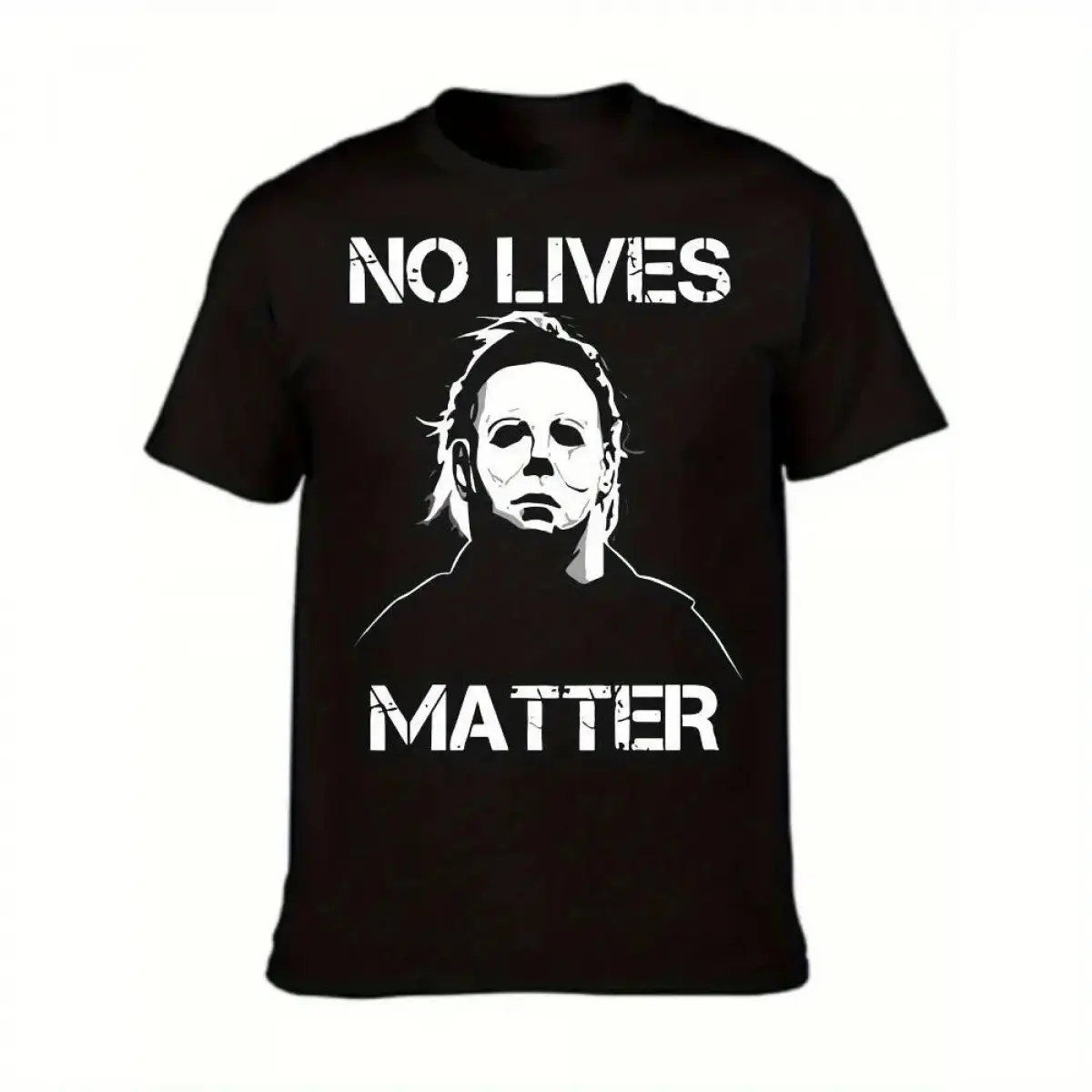 Men's Michael Myers Graphic Short-Sleeve T-Shirt - 100% Cotton Casual Streetwear, Soft-Wash Finish, Boxy Cut, Drape, On-Demand Print, Round Neck/Crew Neck Tee, Unisex Basic for Valentine's Day
