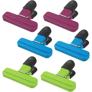 6 Pack Chip Bag Chips  Clips with Heavy Duty Tight Seal Grip Plastic Bags Clips for  Storage Assorted Colors  Bag Clips Snack Clips Small Sizes Kitchen Clip for Coffee Snacks (3 Colors)
