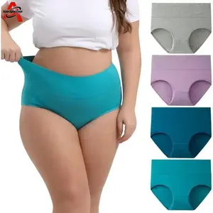 ApexSportGear 4-Pack Women’s Plus Size High Waisted Cotton Briefs XL-5XL, Tummy Control Full Coverage Underwear, Breathable Soft Stretchy Panties, No Chafe No Wedgie for Daily Comfort & Postpartum Wear