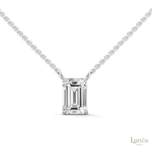0.75 CT. Emerald-Cut Lab Diamond Pendant | Lab Grown | 14K Gold & Platinum