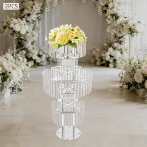 2 Pack 5 Tier Acrylic Flower Stand Tabletop Or Floor Standing For Wedding Decor