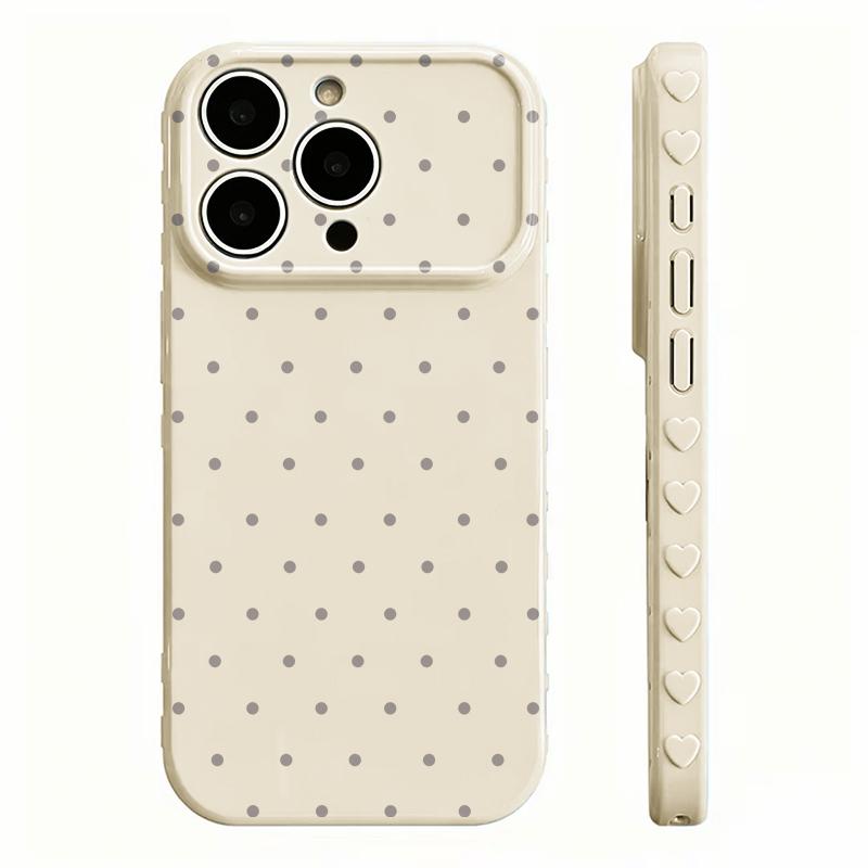 Cute Polka Dot And Heart Themed Phone Case Slim Lightweight And Scratch-Resistant For Everyday Use Minimalist And Cute Design For Apple 17 16 15 14 13