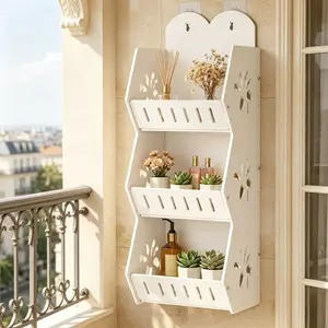 No Drill Wall Mounted Bathroom Shelf, Solves Bathroom Wall Space Waste & Toiletries Clutter Issues, Ideal for Washroom & Shower Area, Waterproof Moisture-resistant Board with Ventilated Design, Multi-tier Wall Storage Organizer