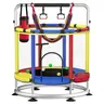 ASTM-Approved 55'' Mini Rebounder Trampoline for Kids (1-8 Years, 6-8 Years Ideal), No-Gap Safe Design, 3 Adjustable Height Safety Net, Rust-Proof Steel, Easy Assembly, Swing, Sandbag, Ring, Ocean Balls, 4.6 Ft Indoor/Outdoor Gift