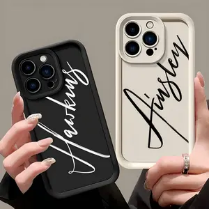Personalized Custom Name & Initial Smartphone Case, TPU Shockproof Drop-Protection Accessory, Handheld DIY Gift for Couples Compatible with iPhone 11-17 Pro Max, Accessories