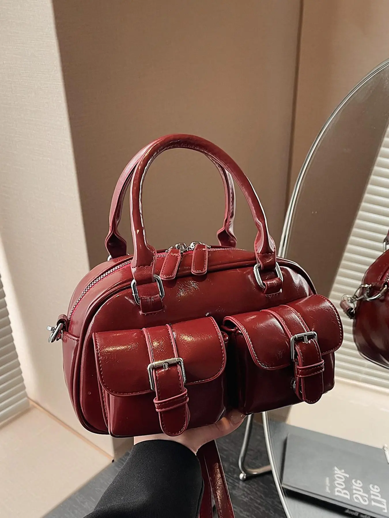 Women's Solid Color Handbag, Fashionable PU Leather Crossbody Bag for Daily Used, Casual Trendy Versatile High-quality Daily Commuting Bag, Crossbody Shoulder Bag