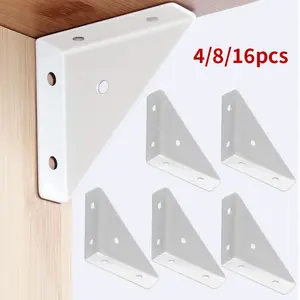 4/8/16pcs white corner code, triangle bracket, right angle fastener hardware accessories, used for bed frames, tables and chairs, cabinets