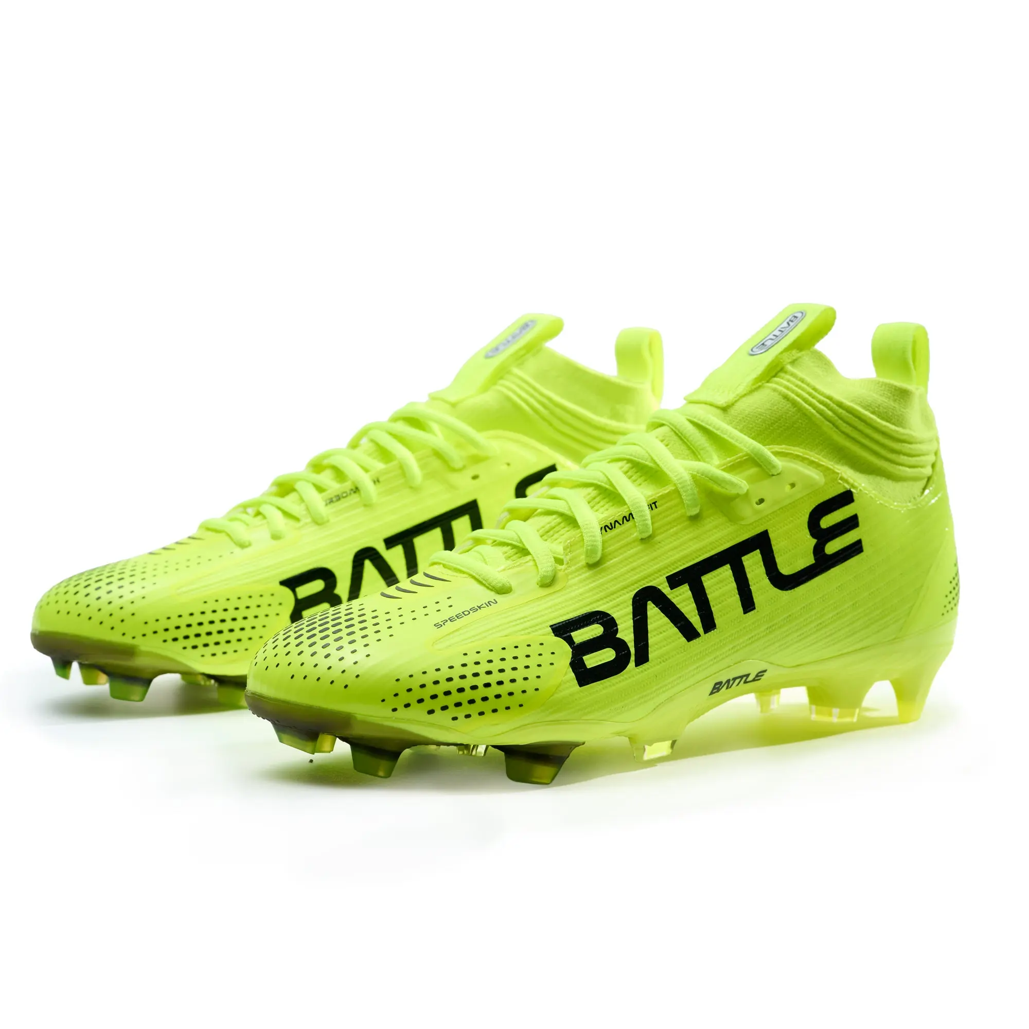 AstroFly Battle Cleats - White with Neon Green Laces - Elite Speed