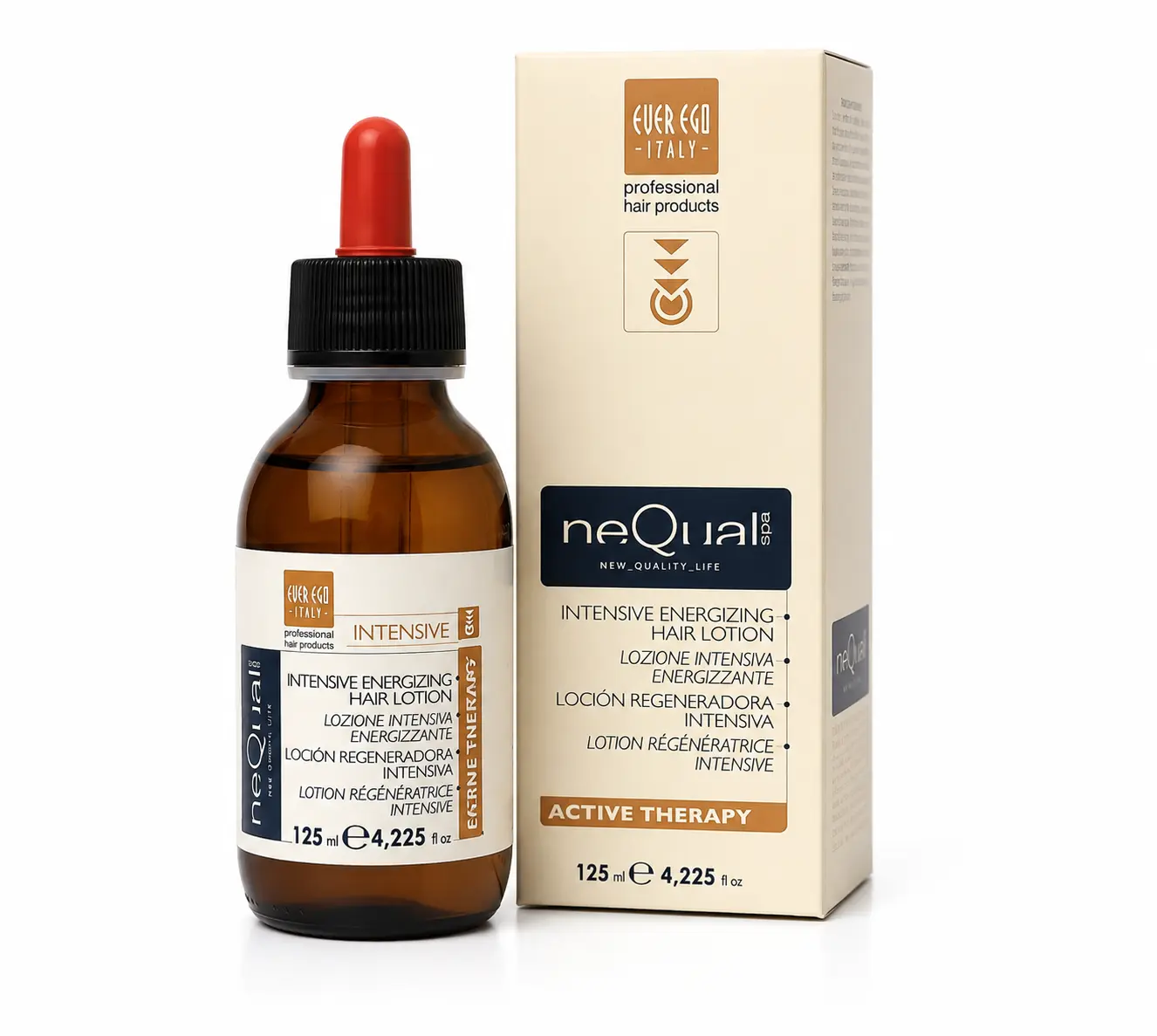 Ever Ego Nequal Spa Intensive Energizing Hair Lotion - 4.22oz Nourishing Liquid Treatment for Fine Hair, with Herbal Benefits, Rebalancing Formula, Seaweed Extracts, Soya Proteins, Wheat Proteins for Cleansing & Regenerating