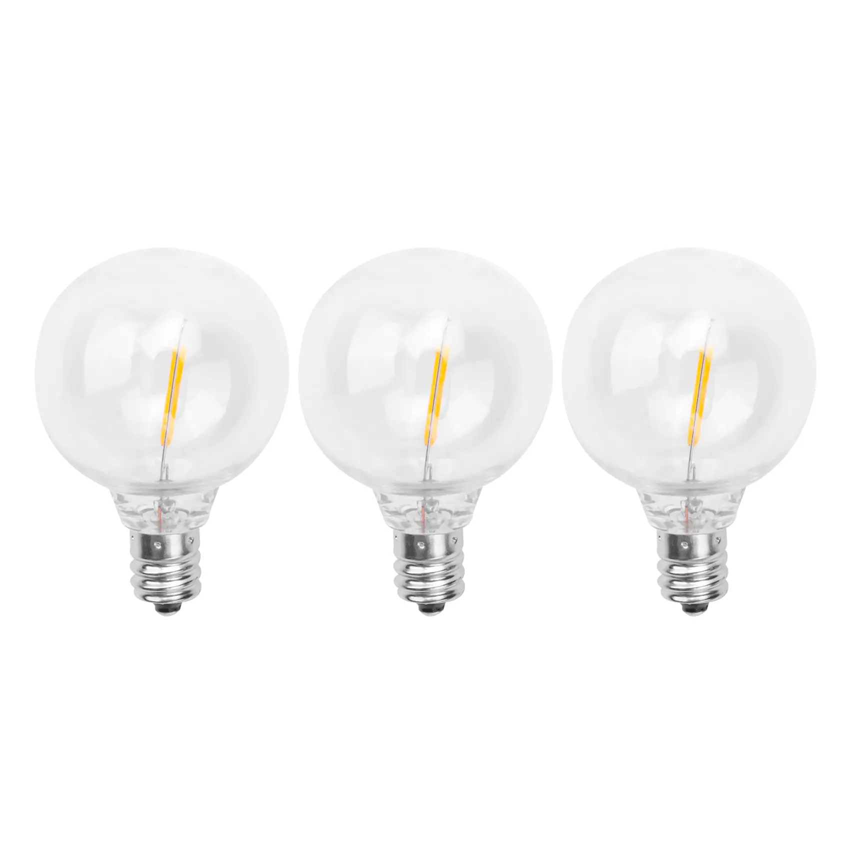 3Pcs G40 LED Replacement Bulbs - E12 Screw Base Shatterproof Globe Bulbs with LED Bulbs Included for Solar String Lights, Warm White (Motorcycle Frames & Fittings Accessory)