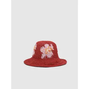 URBAN REVIVO 2026 Summer Fashion Crochet Bucket Hat, Crocheted Look, Paper Shell Accessory