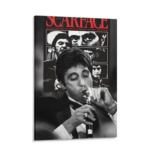 Scarface Movie (Al Pacino, Black And White) Poster Print 1 Wall Art