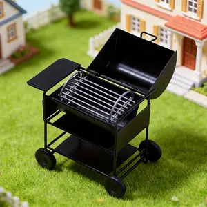Mini Black Durable Grill Model Dollhouse Outdoor Scene Decor Barbecue Prop, Perfect Hobbyist Collector Gift