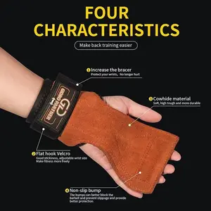 Leather Palm Protector for Fitness, Anti-Slip Durable Wrist Support, Weightlifting Grip Strap, Cross-Border Gym Aid Band
