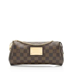 Pre-owned Louis Vuitton Leather Clutches & Wristlets Damier Ebene Eva Clutch