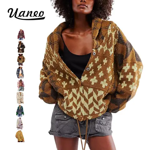 UANEO Womens Cardigan Sweaters  Button Down Shawl Collar Oversized Sweater Coats Y2k Print Cardigans Fall Fashion #TikTokShopBlackFriday