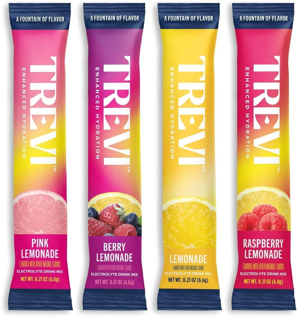 TREVI™ Everyday Sugar Free Electrolytes - Essential Drink Mix Hydration Powder Packets - 28 Count - Lemonade Variety Pack - Lemonade, Pink Lemonade, Raspberry Lemonade, Berry Lemonade