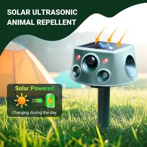 Upgraded 360° Solar Animal Repeller: Solar-Powered with Vibration Function | Effectively Repels Cats, Dogs, Rodents, Squirrels, Deer, Rabbits, and Raccoons | Solar-Driven—No External Power Source Required | Suitable for Gardens, Yards, and Farms