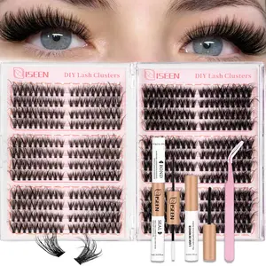Mixed Eyelash Cluster Set, Large Capacity DIY Lash Extension Kit, Thin Fairy Lashes, Soft Natural, Dense Curled D Shape, Waterproof, Includes Glue & Tweezers