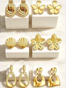 6 Pairs Elegant Pastel Flower Stud Earrings Unique Statement Flower Dangle Earrings White Enamel Large Stud Trendy Jewelry Personality Big Stud Earring
