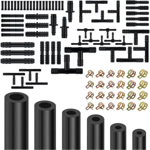 6PCS 5Ft Silicone Vacuum Hose Automotive Kit Includes ID 3/8",5/16",1/4",3/16",5/32",1/8" for Transporting Water/Air (Black)