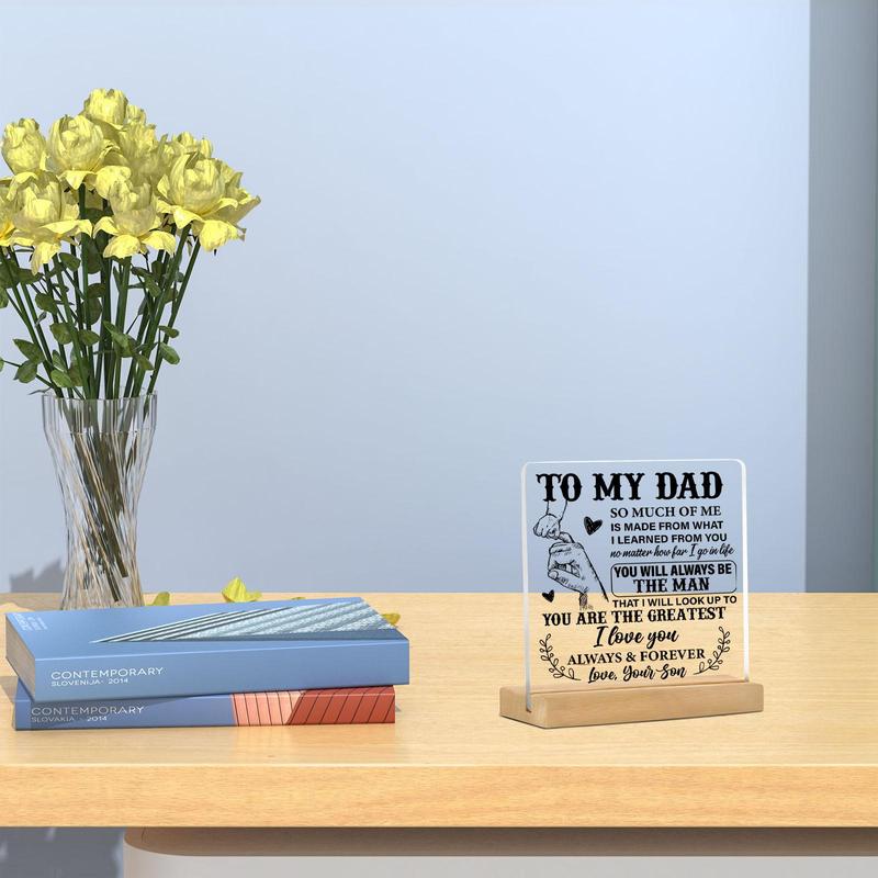 To My Dad Letter-Patterned Acrylic Ornament, Creative Desktop Decoration, Acrylic Plaque Sign for Home & Office, Desk Decoration Ideal for Dad Gifts #TOP PICKS