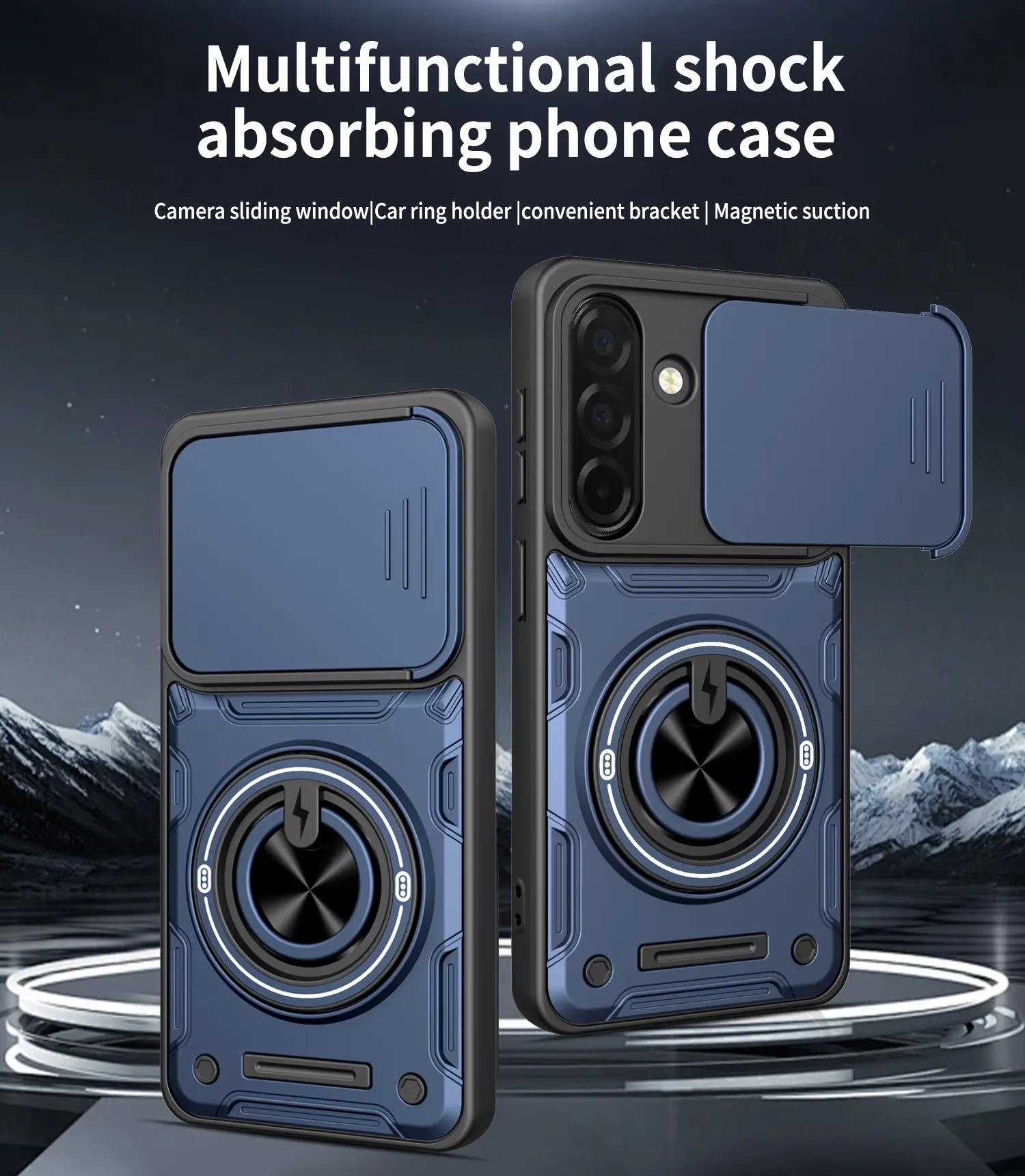 Heavy Duty Polycarbonate Cellphone Case - Impact Protection, 360° Rotating Kickstand, Slide Camera Privacy Cover, Built-in MagSafe Magnet, 100+ Angle Adjustment Handheld Devices Accessory for SAMSUNG S/A series(Black/Blue/Red/Purple/Orange)S26 Ultra A57