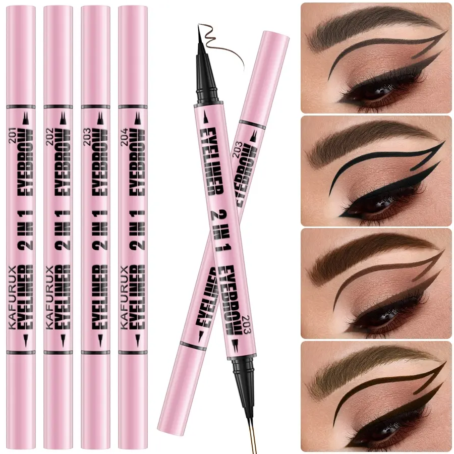 2-In-1 Eyebrow Pencil & Eye Liner, Ultra-Fine Tip, Natural Look, Waterproof Sweatproof, Multiple Colors, Ideal for Beginners & Professionals, Eyebrow Liquid, Eyebrow Makeup Products
