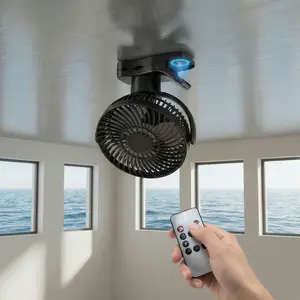 Magnetic Cruise Ship Approved Fan Auto Oscillating 10000mAh Rechargeable Clip on Fan with 5 Speeds, 360° Adjustable Portable Cabin Fan, Strong Clamp & Magnetic Base, LED Light, Quiet Battery Operated Fan for Cruise Travel Camping Tent Desk Bedroom Office