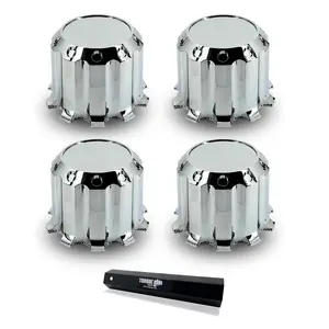 TORQUE 4 of Rear Axle Wheel Cover Luxury Hubcap 33mm Screw-On ABS Chrome Plastic for Semi Truck (Universal Fit) (TR632-TWC)