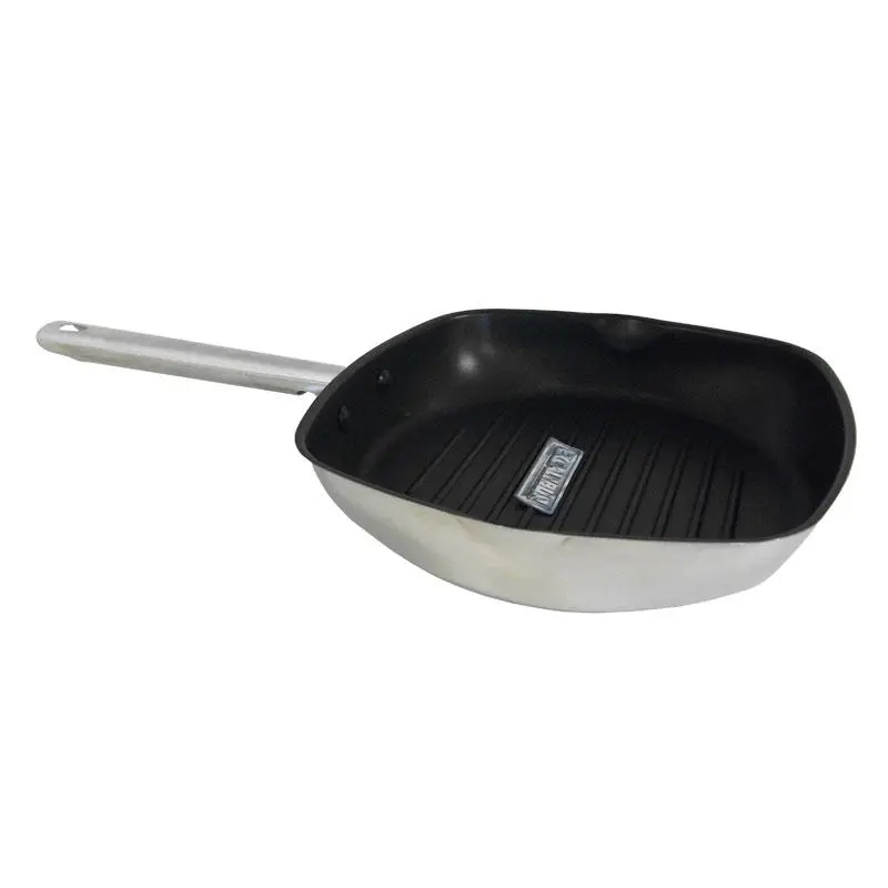 212 MAIN Sunpentown HK-G950 9.5'' Non-Stick Stainless Steel Grill Pan with Excalibur Coating, Induction Ready Cooking Tool, Kitchen Cookware