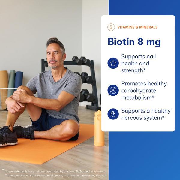 Hair Skin Nails Support Capsules with Premium Biotin 8 mg B-Vitamin for Stress Relief Healthy Hair Growth Strong Nails Radiant Skin Metabolism & Nervous System Support 120 Count