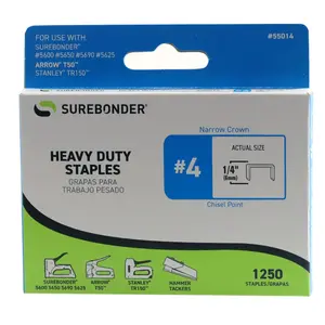 1/4" Heavy Duty Narrow Crown Staples - 1250 Count | #4 Series