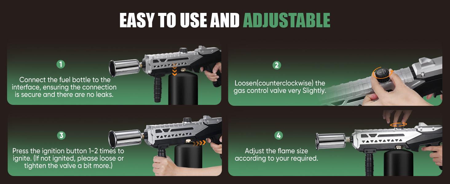 Powerful Propane Torch Gun, Kitchen Torch with Adjustable Flame, Flamethrower Blow Torch Gun, Gas Welding Kits for BBQ, Searing Steak, Camping & Charcoal Torch Lighter(Tank Not Included) Powerful Propane Torch Gun, Kitchen Torch with Adjustable Flame, Flamethrower Blow Torch Gun, Gas Welding Kits for BBQ, Searing Steak, Camping & Charcoal Torch Lighter(Tank Not Included)