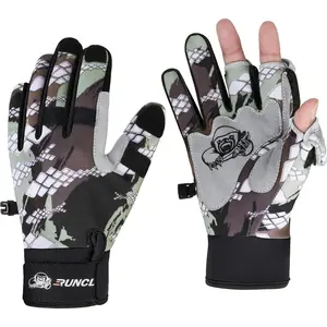 RUNCL Fishing Gloves Winter Warm RAGUEL, Touchscreen Outdoor Fishing Gloves, Neoprene 3 Cut Fingers Cycling Gloves, Convertible Windproof for Men Women Ice Fishing Photography Kayaking