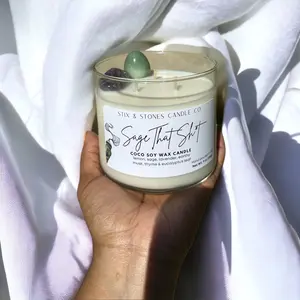 Sage That Sh*t Cleansing Candle | Lavender Scented Vegan Soy Candle | Handmade Gift