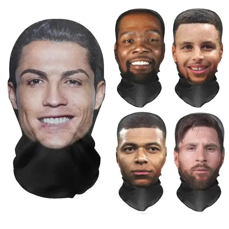 Adult 3D Funny Pattern Mesh Balaclava - Ronaldo Printed, UV Protection Face Mask Head Cover for Halloween Cosplay, Party Costume