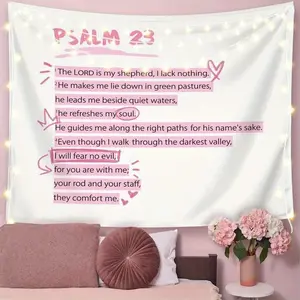 LIANGW Bible Verses Christian Tapestry Inspirational TapestryIndoor Outdoor Wall Art Tapestries For Bedroom Pink Girly Room Decoration Living Funny Walls Men