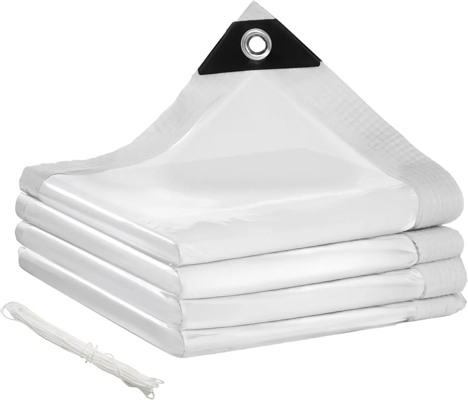 10x13ft Clear Waterproof Plastic Tarp, Transparent Tarpaulin with Reinforced Edges & Metal Grommets, Outdoor Plant Weather Cover with Free 16.4ft Binding Rope