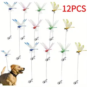 4/8/12pieceRealistic Dragonfly Decoration - Colorful Garden Party Pendant (Green, Blue, Red, Yellow) - Battery free, suitable for outdoor/indoor hanging, suitable for courtyard and insect repellent decoration, Mosquito repellent DRAGONFLY