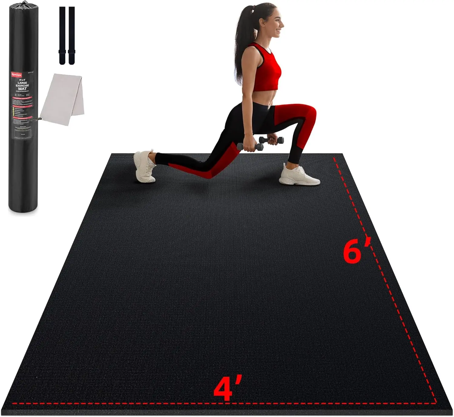 Large Exercise Mat for  Workout,12x6/10'x6'/9'x6'/8'x6'/7'x5'/6'x4' (7mm) Extra Thick Workout Mat, High-Density Gym Mat for Cardio, Jump Rope, MMA, Weights (Shoe-Friendly)