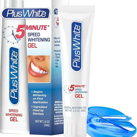 Plus White Gel Kit - 5 Minute Speed Whitening Gel & Comfort Fit Mouth Tray for Professional Teeth Whitening - Dentist Approved Ingredients for Oral Whitening