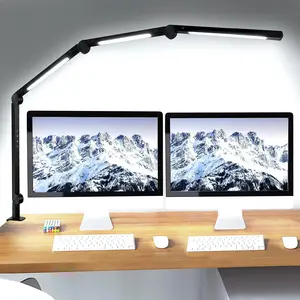 SEGRASS LED Desk Lamp with Clamp Flexible 4 Sections Swing Arm, 4 Color Modes, 5 Brightness, Eye-Caring LED Table Light with Memory Function lamp  for  living  room room light