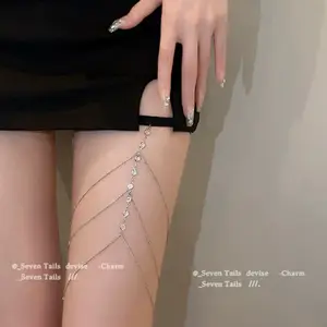 Three-layer tassel rhinestone leg chain early spring new fashion sexy accessories European hot girls all-match net red hot body chain