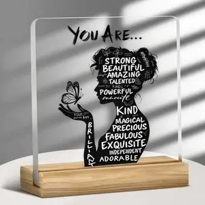 Energy Aesthetic Acrylic Desk Decor, Positive Affirmations Daily Reminder, Powerful Beautiful Office Home Decoration, Acrylic Desktop Decoration